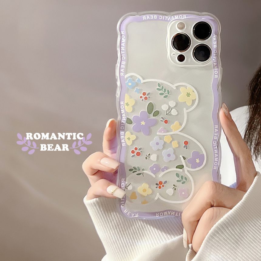Transparent Case Phone Flower Bear
