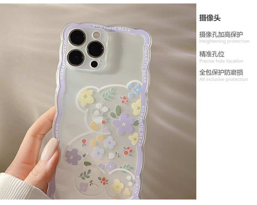 Transparent Case Phone Flower Bear