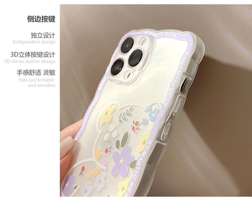 Transparent Case Phone Flower Bear
