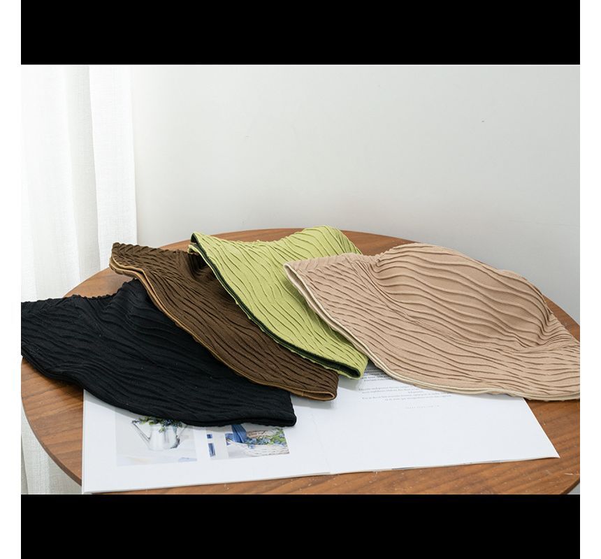 Reversible Hat Wavy Texture Plain Bucket