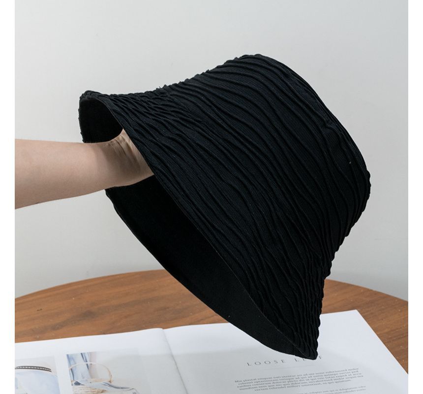 Reversible Hat Wavy Texture Plain Bucket