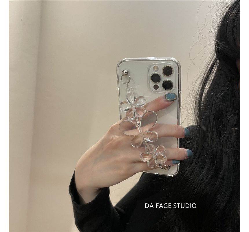 Flower Case Phone Transparent Chain