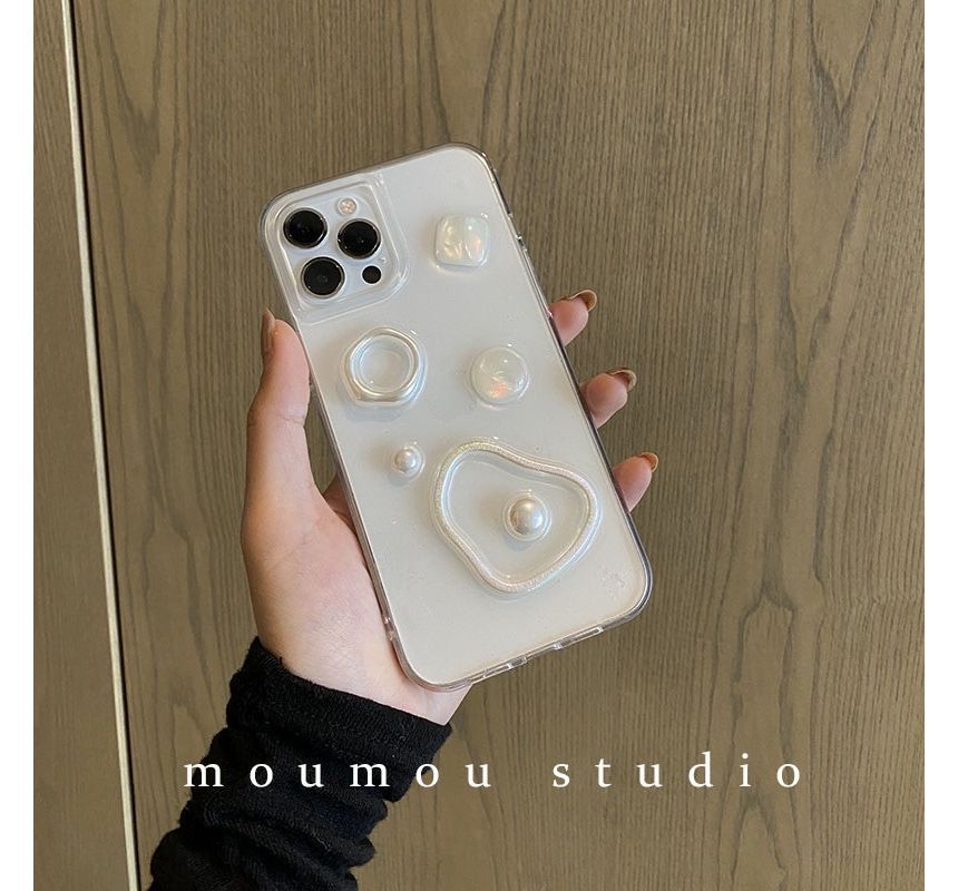 Phone Faux Pearl Transparent Case