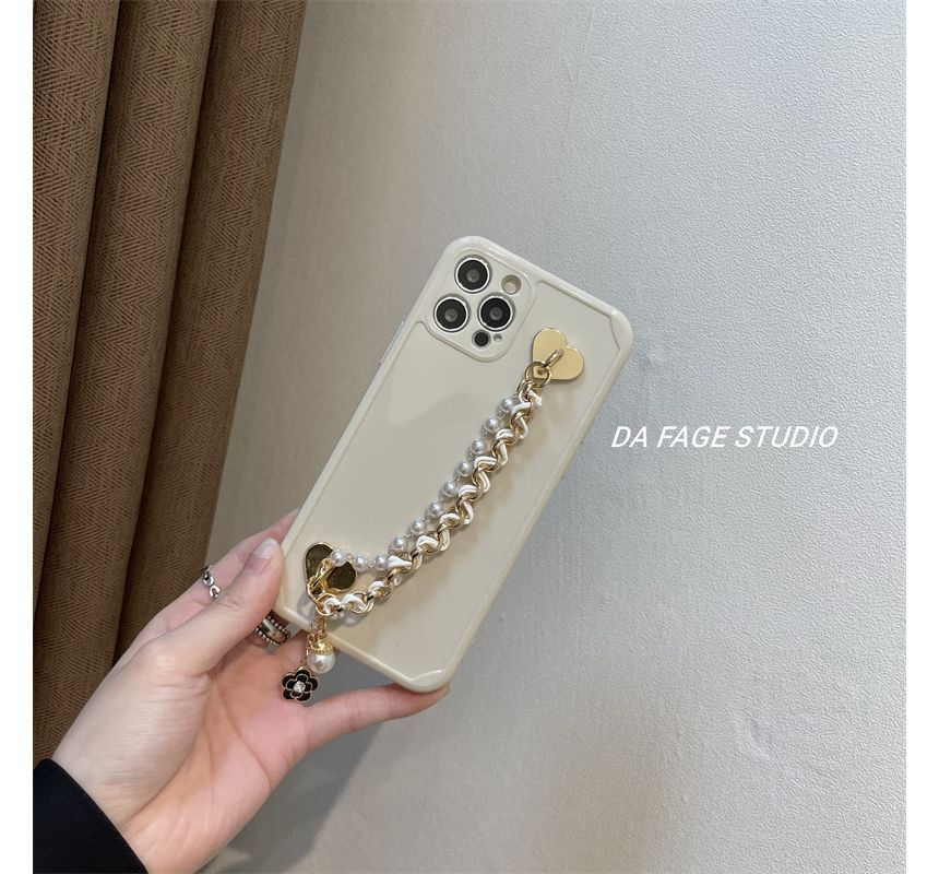 Phone Chain Faux Flower Pearl Case