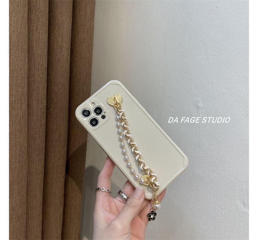 Phone Chain Faux Flower Pearl Case