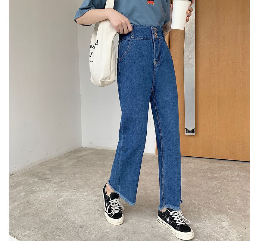 Jeans Waist Cropped Loose High Fit