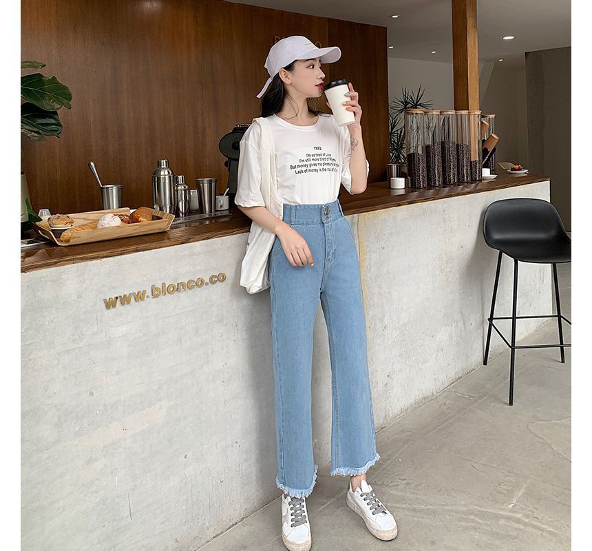 Jeans Waist Cropped Loose High Fit