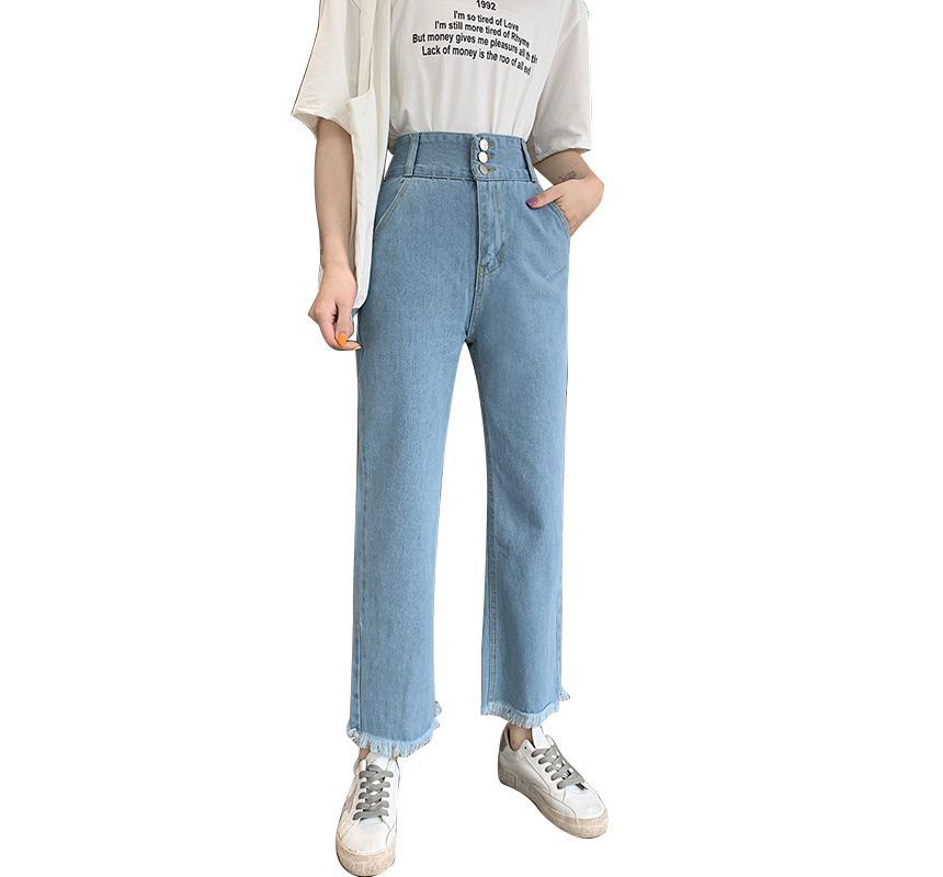 Jeans Waist Cropped Loose High Fit