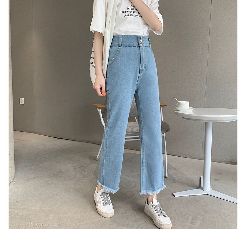 Jeans Waist Cropped Loose High Fit