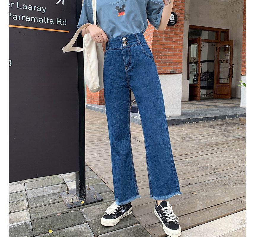 Jeans Waist Cropped Loose High Fit