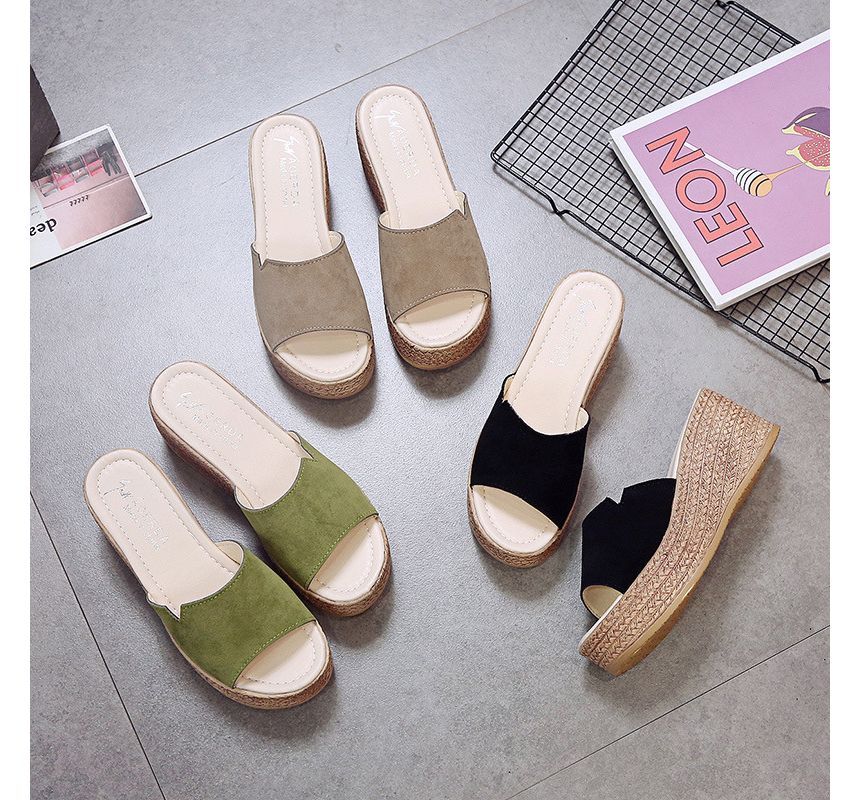 Wedge-Heel Sandals Slide Platform
