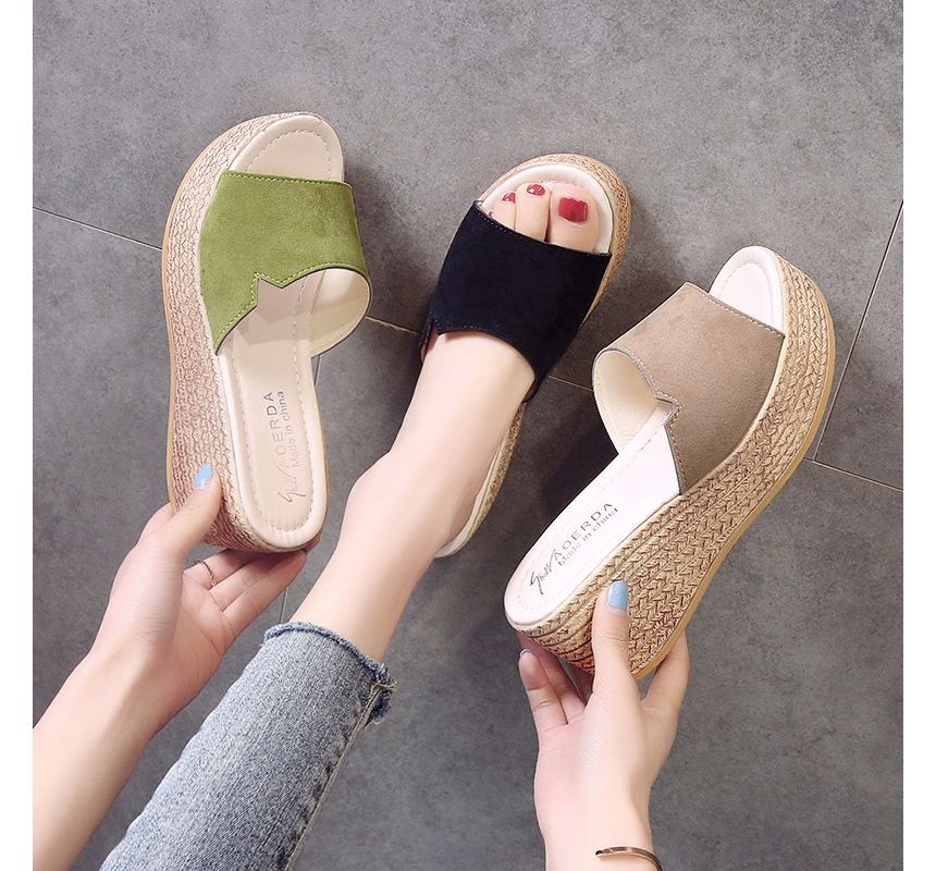 Wedge-Heel Sandals Slide Platform