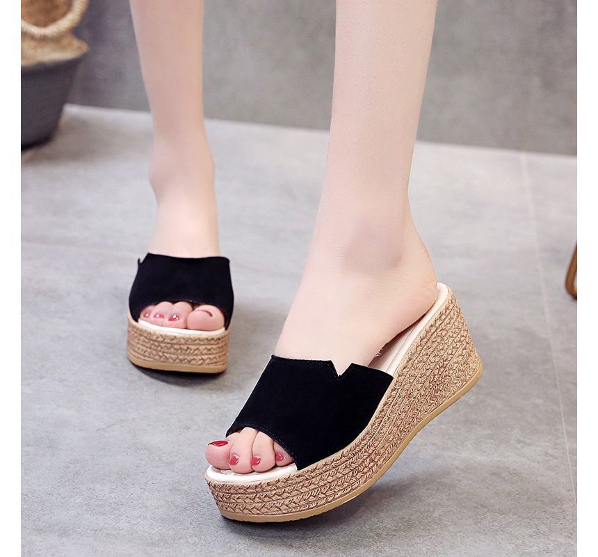 Wedge-Heel Sandals Slide Platform