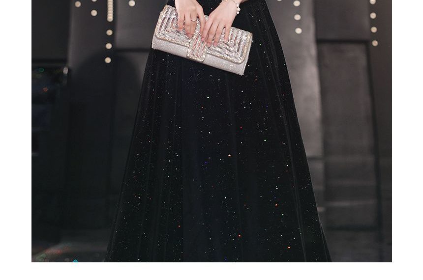 Sweetheart Beaded Puff-Sleeve (Various Trim Prom Glitter Neckline Dress Designs)