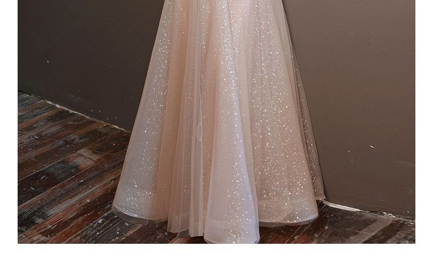 Embellished Neck Dress Mesh (Various Glitter Cocktail Square Designs) Long-Sleeve