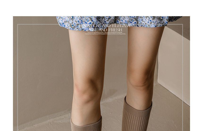 Boots Knit Tall Block Heel