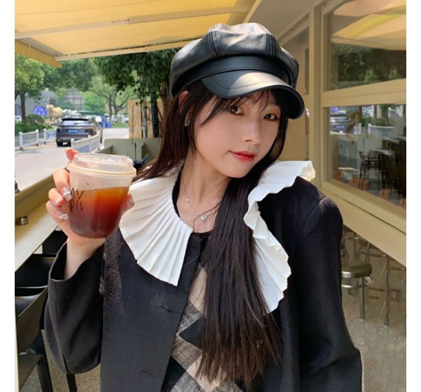 Cap Newsboy Faux Leather