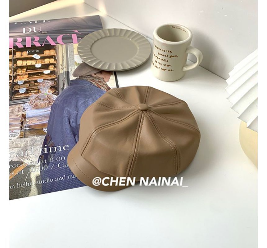 Cap Newsboy Faux Leather