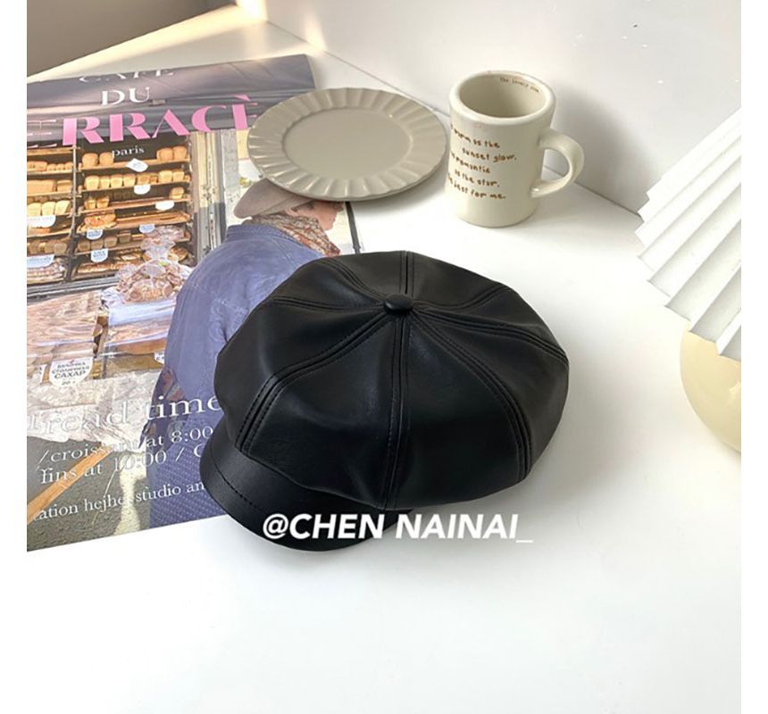 Cap Newsboy Faux Leather