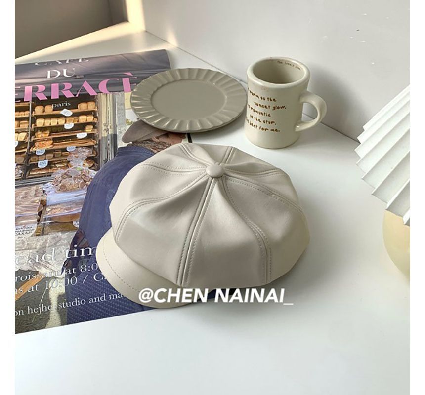 Cap Newsboy Faux Leather