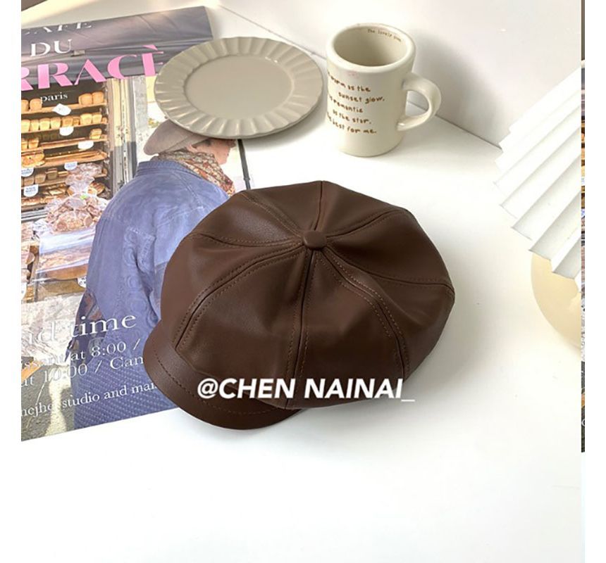 Cap Newsboy Faux Leather