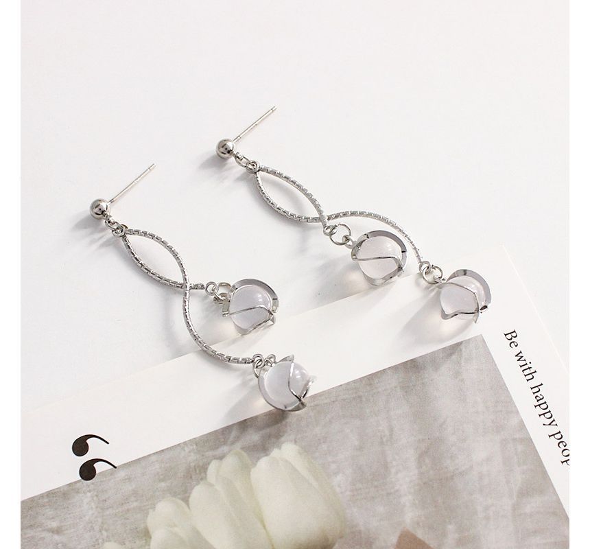 Alloy Eye Earring Faux Fringed Stone Cat