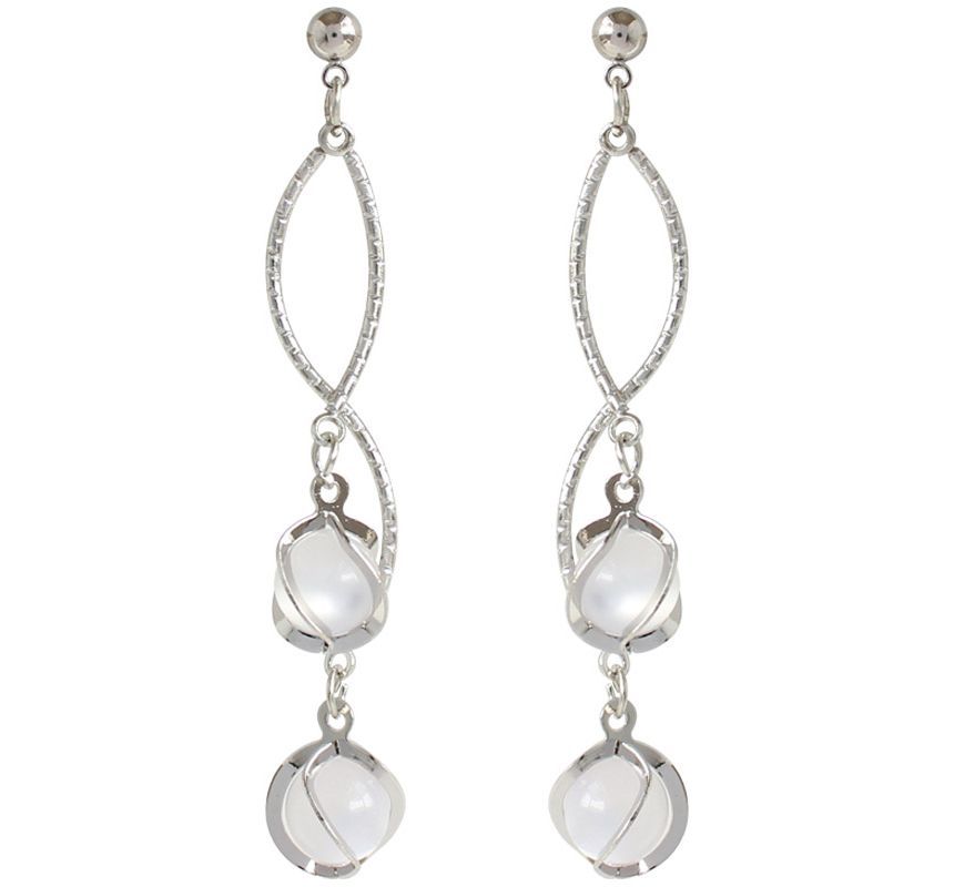 Alloy Eye Earring Faux Fringed Stone Cat