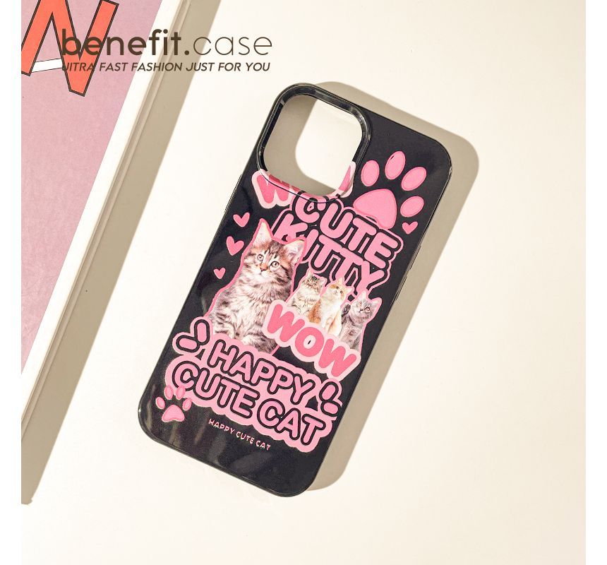 Lettering Cat Phone Case