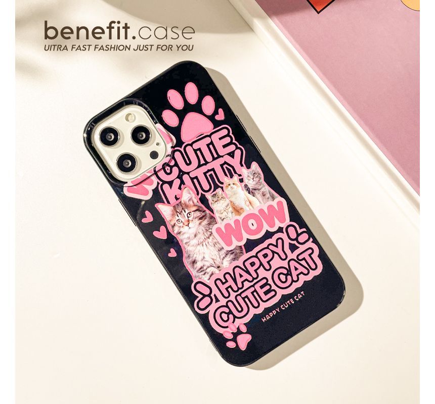 Lettering Cat Phone Case