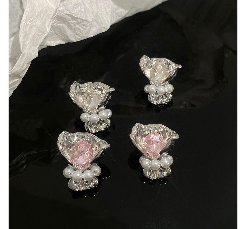 Earring Rhinestone Flower Alloy