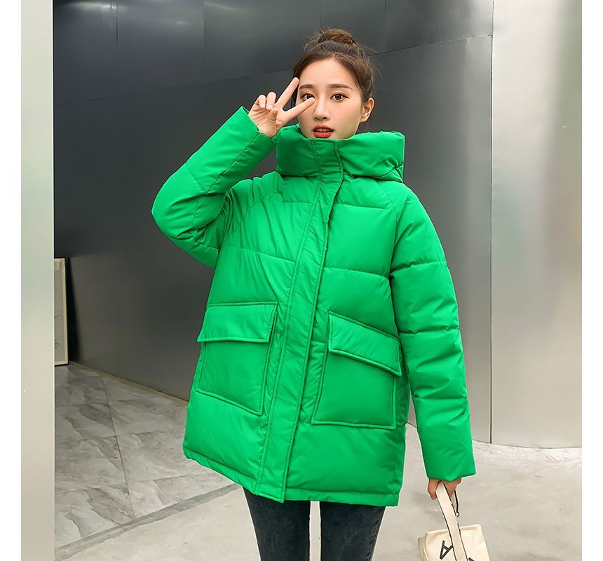 Hooded Plain Padded Coat