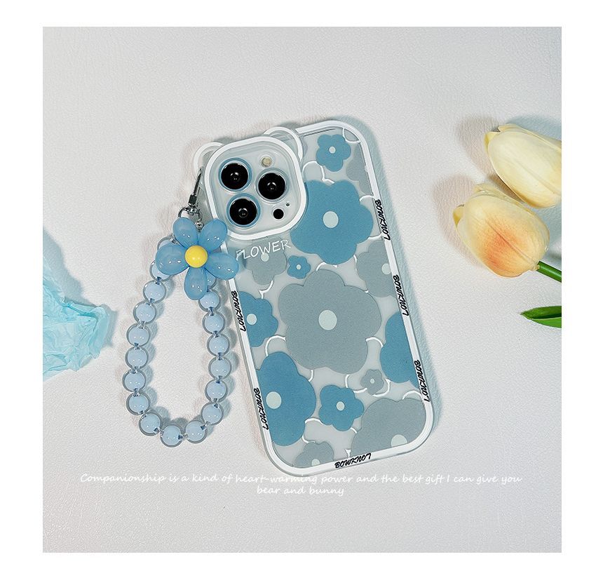 Transparent Chain Phone Flower Case Bead