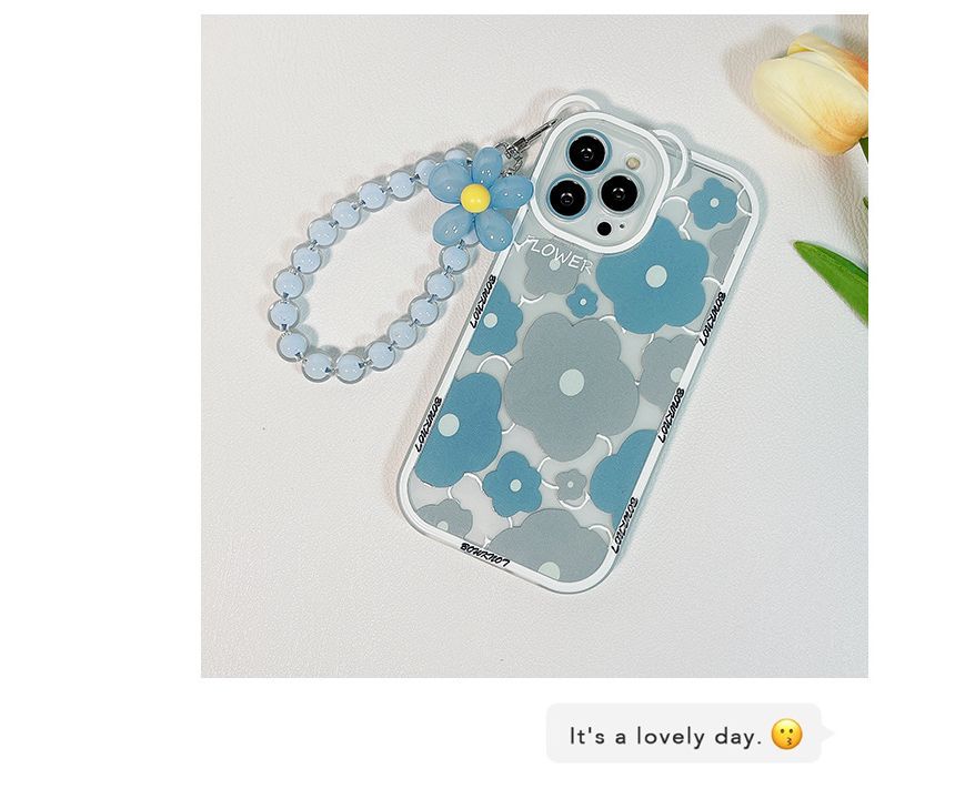 Transparent Chain Phone Flower Case Bead