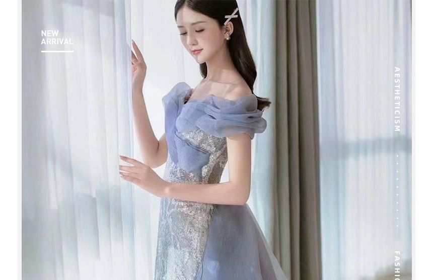 Off-Shoulder Paneled Gown Mermaid Evening Lace