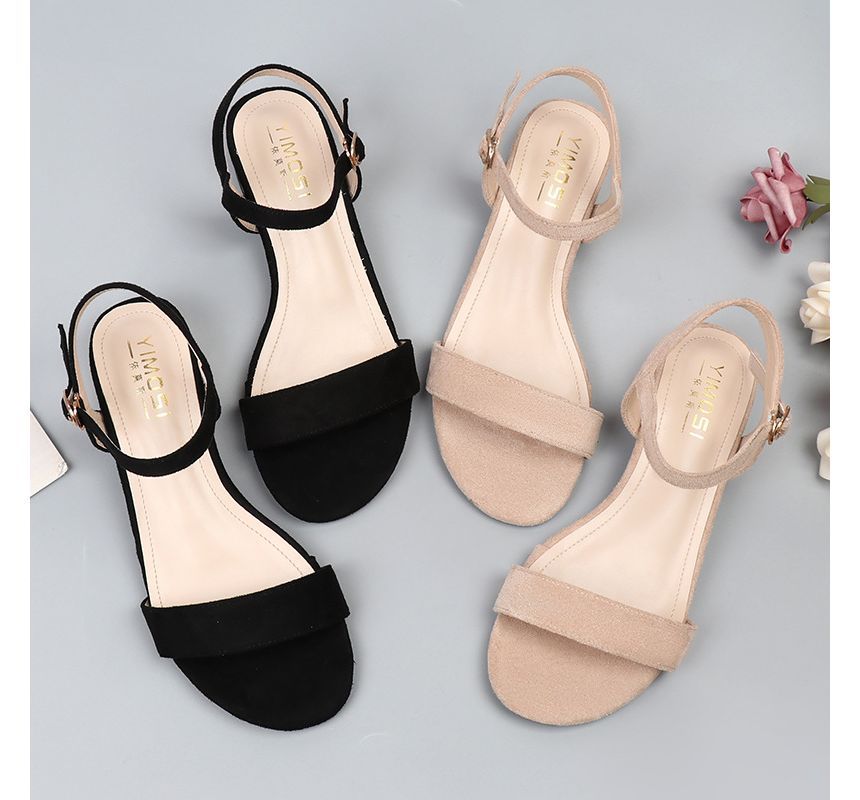 Block Heel Plain Sandals
