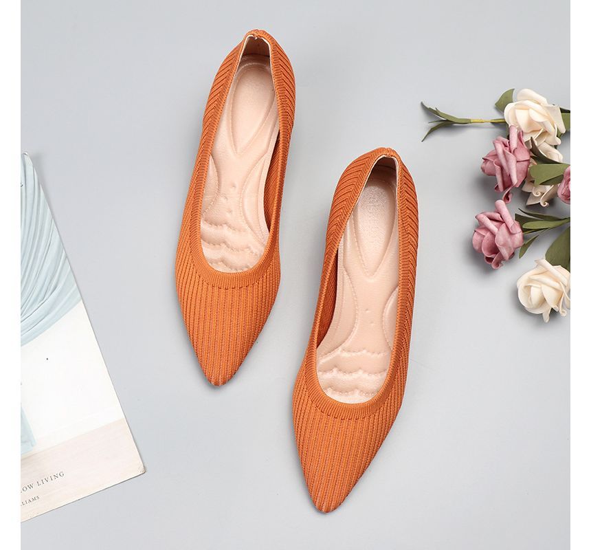 Wedge Knit Pumps Pointy-Toe Heel
