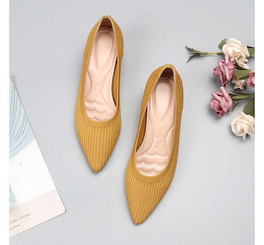 Wedge Knit Pumps Pointy-Toe Heel