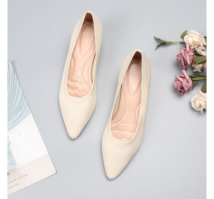 Wedge Knit Pumps Pointy-Toe Heel