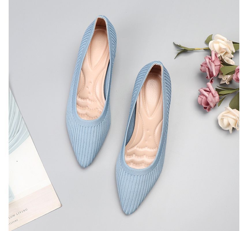 Wedge Knit Pumps Pointy-Toe Heel