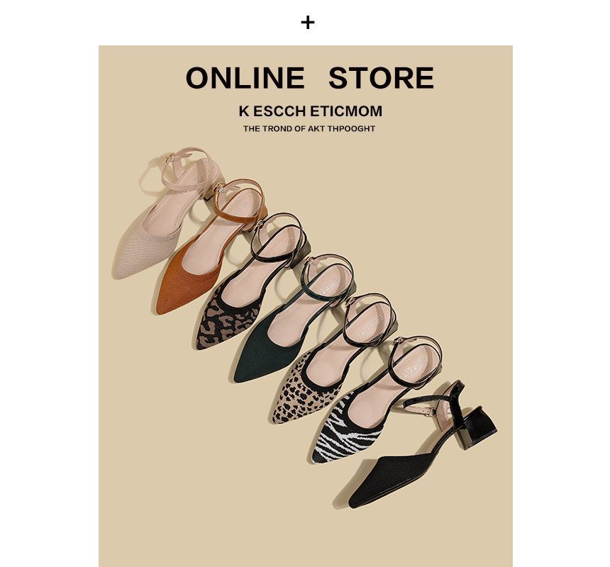 Pointy-Toe Heel Ankle Sandals Chunky Strap