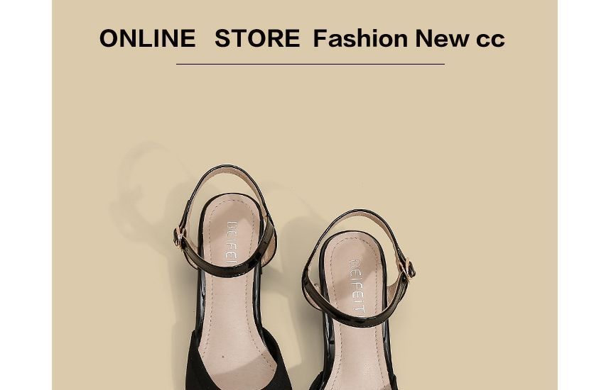 Pointy-Toe Heel Ankle Sandals Chunky Strap