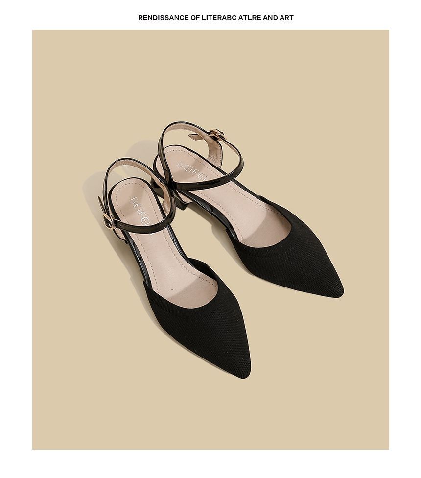 Pointy-Toe Heel Ankle Sandals Chunky Strap