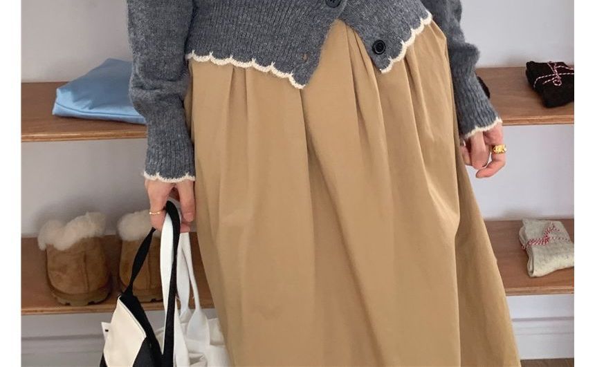 Cardigan à bordure contrastante et col