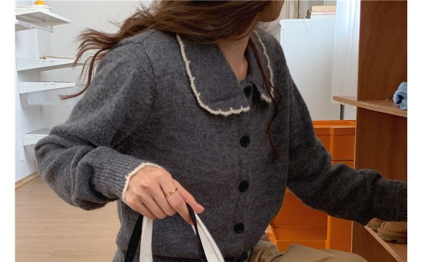 Cardigan à bordure contrastante et col