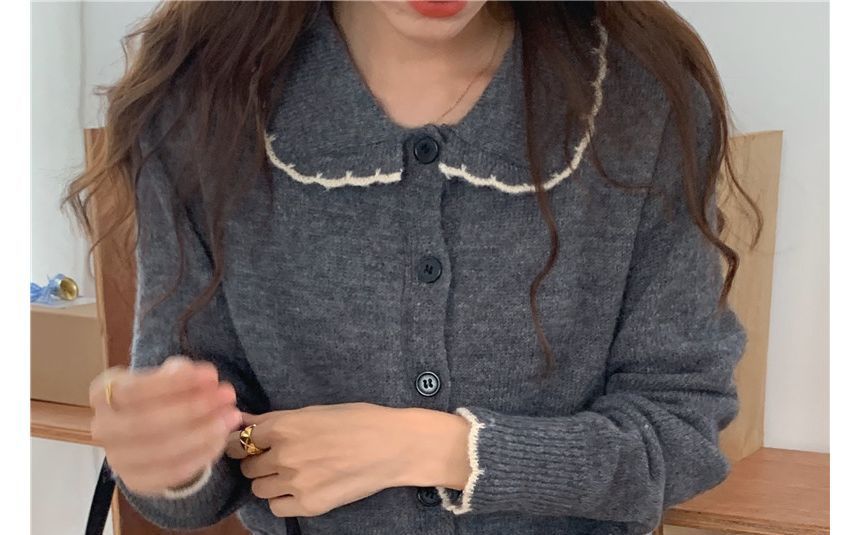 Cardigan à bordure contrastante et col