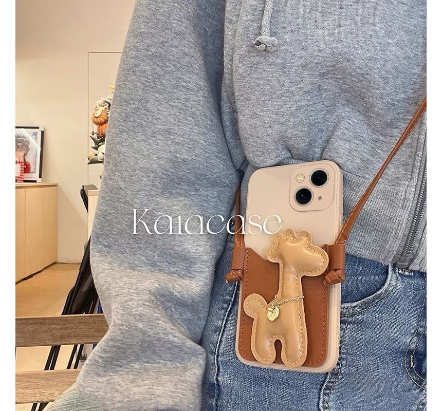 Pearl Case Crossbody Faux Phone Giraffe Strap