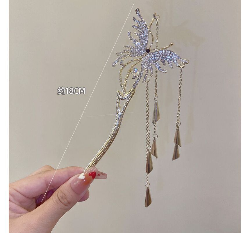 Butterfly Fringed Alloy Hair Stick / Hair Clip