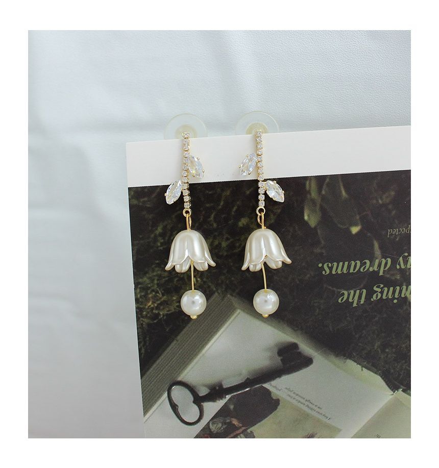 Rhinestone Dangle Alloy Tulip Earring