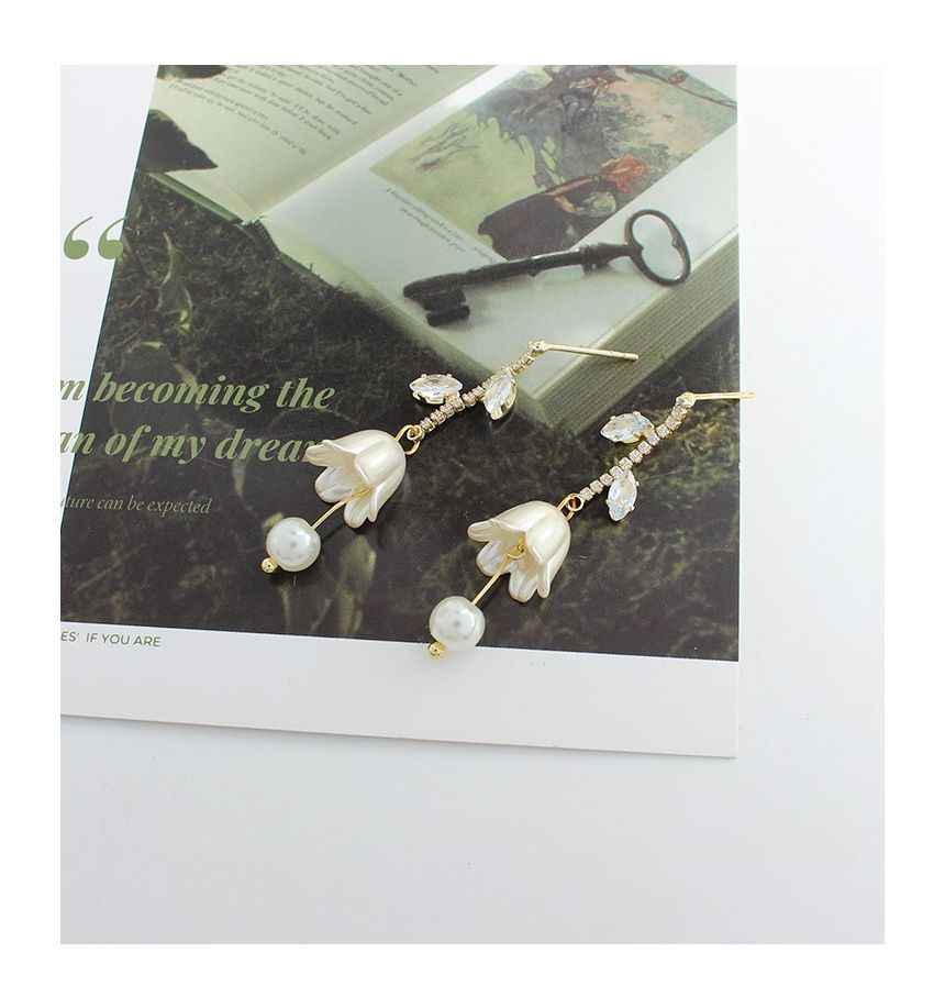Rhinestone Dangle Alloy Tulip Earring