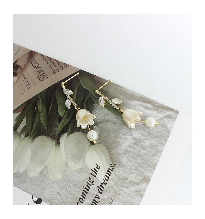 Rhinestone Dangle Alloy Tulip Earring